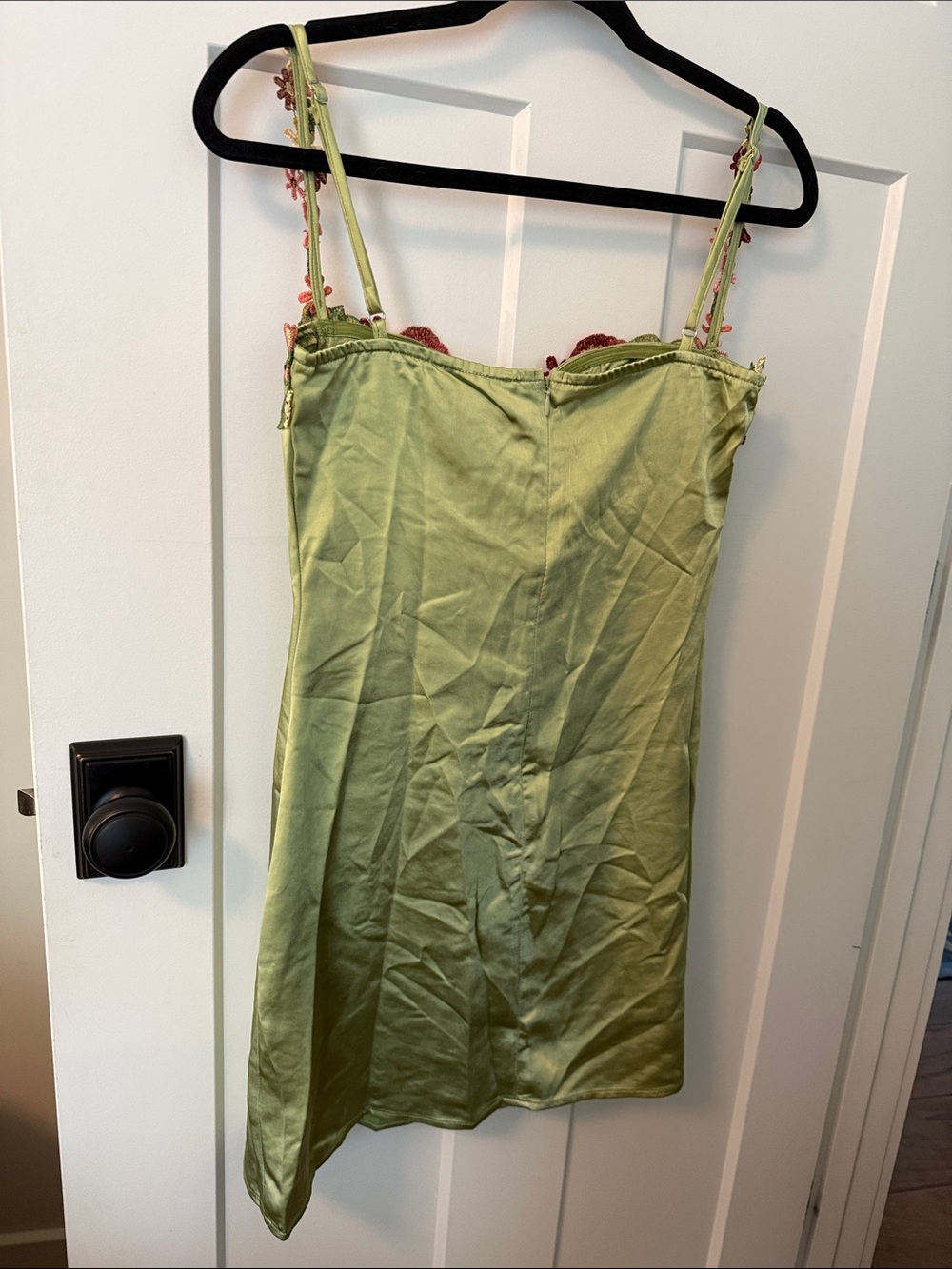 Princess Polly Green Slip Dress with Pink Floral Trim - Picture 6 of 10